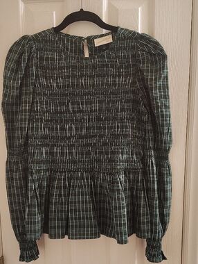Universal Thread Girls Green Plaid Smocked Peplum Dress